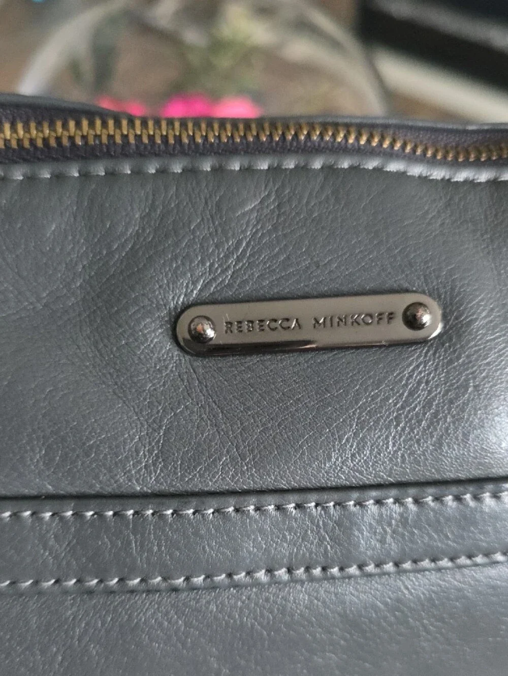 Rebecca Minkoff Black Leather Messenger Bag with Gunmetal Hardware